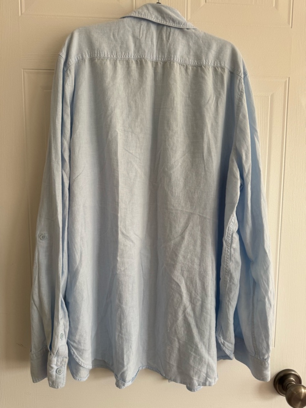 Light Blue Linen utility shirt - Picture 5 of 5